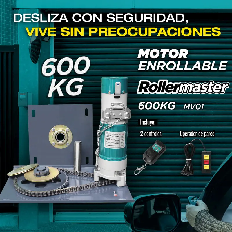 600Kg Metal Curtain Rolling Motor – 110V/60Hz, Includes 2 Remotes & Wall Control 1