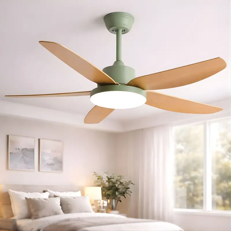 60W Ceiling Fan With Dimmable Led Light & Remote Control – 5-Blade Green Design (46 Inches) 1
