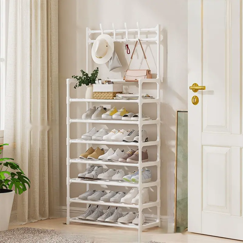 60X26X165 Cm Multi-Functional Shoe & Accessory Tower – Steel Hat & Handbag Organizer With Hanging Rods 1