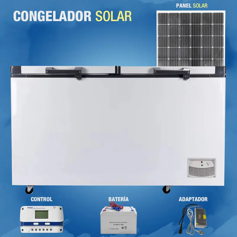 698 L Commercial Solar Freezer – 166 W, Dc 24V, Triple 350 W Panels (1050 W Total) 1