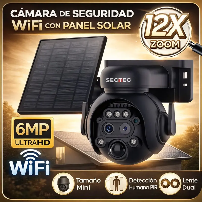 6Mp Solar-Powered Wifi Surveillance Camera – Human Detection, 12X Digital Zoom, Color Night Vision, Weatherproof Outdoor Cctv 1