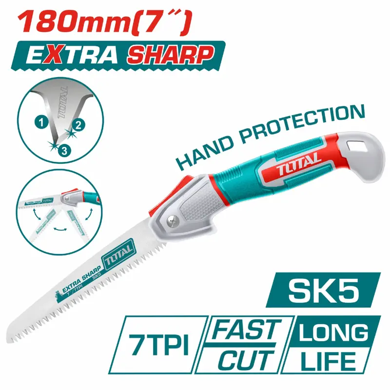 7" Folding Hand Saw – Sk5 Steel Blade, 7 Tpi, Triple-Ground Teeth For Precision Cuts 1