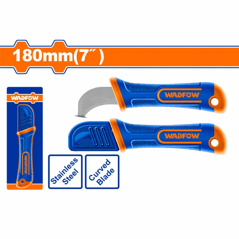 7-Inch Curved Cable Stripper – Stainless Steel Blade, Ergonomic Textured Plastic Handle, Includes Protective Cap 1