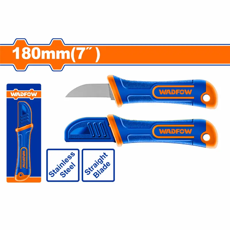 7-Inch Straight Cable Stripper – Stainless Steel Blade, Ergonomic Textured Plastic Handle, Includes Protective Cap 1