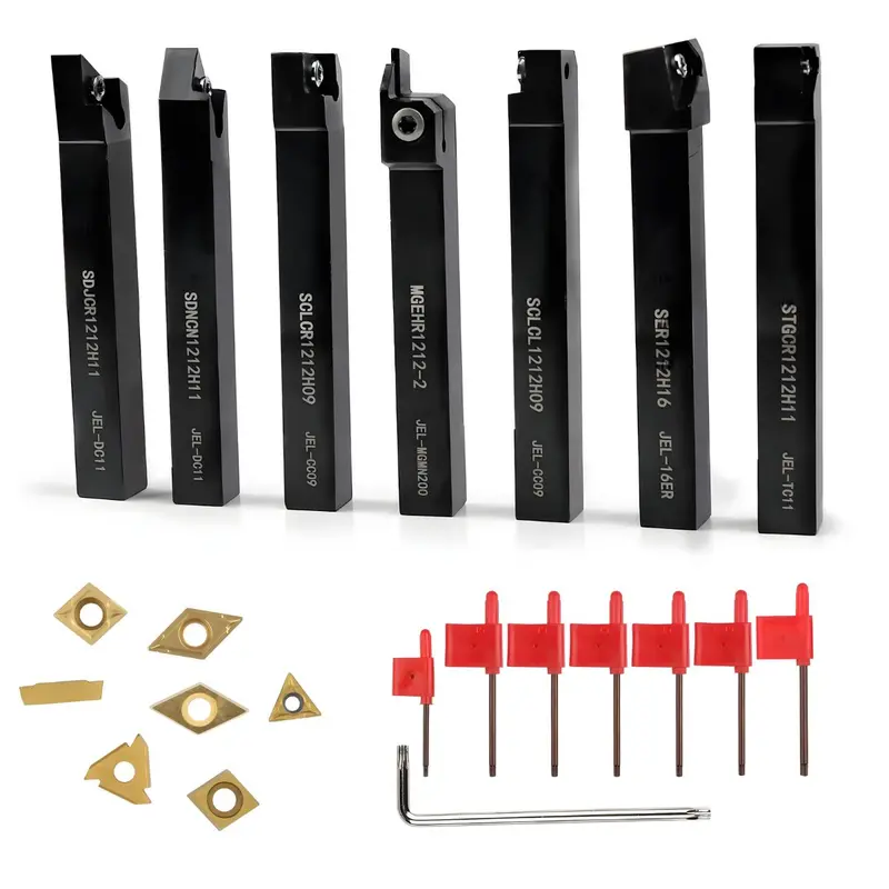 7-Piece Carbide-Tipped Metal Lathe Cutting Tool Set 1