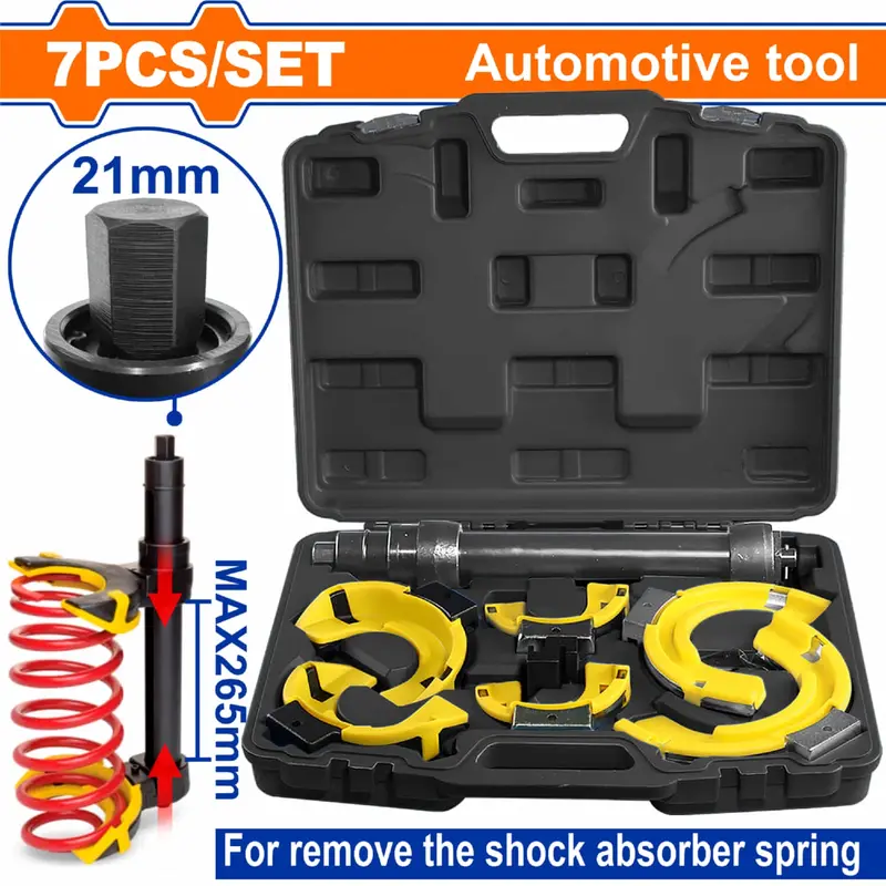 7-Piece Helical Spring Compressor Set For Automotive Use – Carbon Steel, 80–190 Mm Range, 265 Mm Max Opening 1