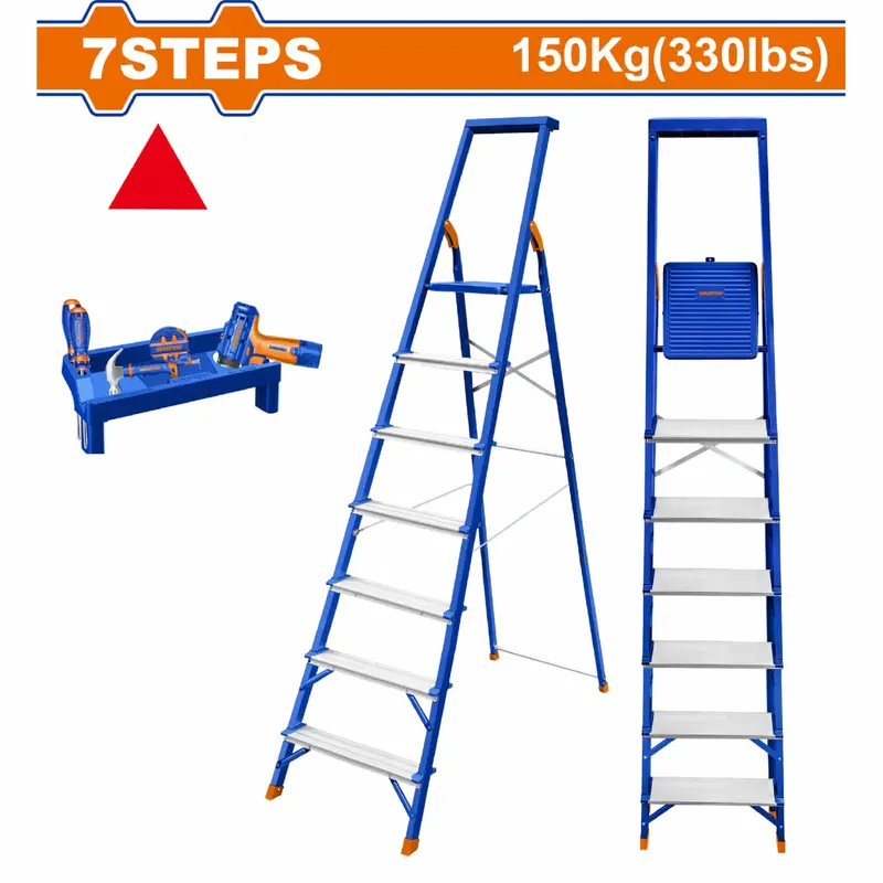 7-Rung Steel-Aluminum Step Ladder – 150Kg Max Load, 150Cm Max Working Height 1