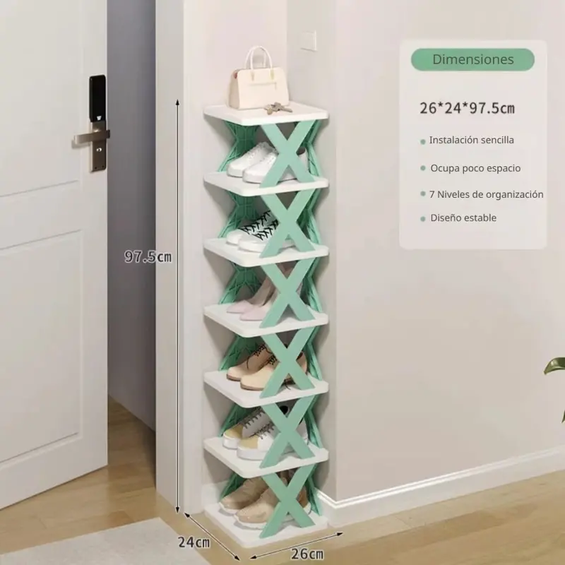 7-Tier Corner Shoe Organizer – Space-Saving Vertical Storage Unit (26 X 24 X 97.5 Cm) 1