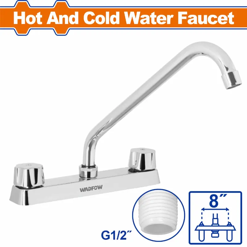 8" Dual-Temp Kitchen Faucet – Chrome Finish, Cold & Hot Water Control, Long-Lasting Shine 1