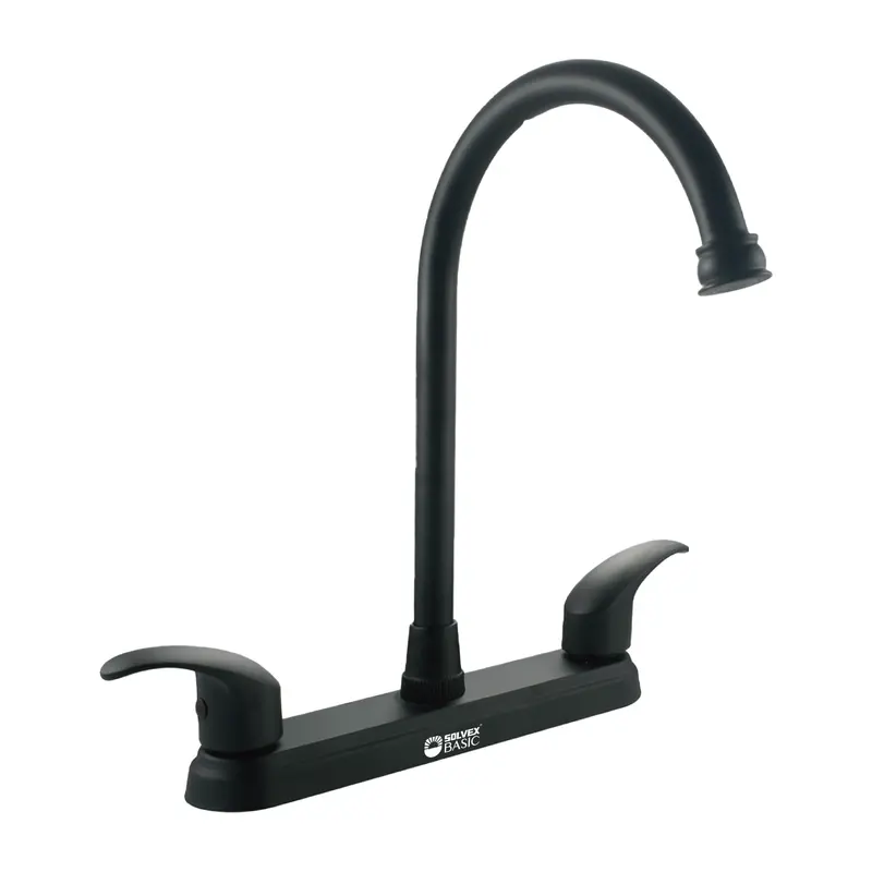 8-Inch Black Kitchen Mixer Faucet: Zinc-Bodied High-Arc Spout With Quarter-Turn Cartridge 2