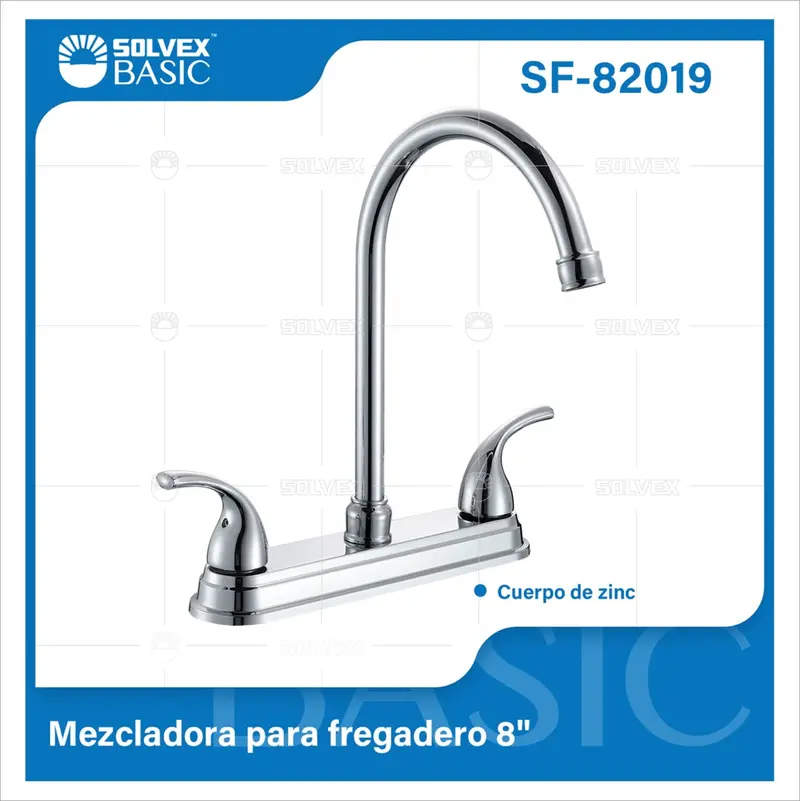 8-Inch Chrome Kitchen Prep Sink Faucet – Dual-Lever Mixer Tap With Polished Metal Spout 1