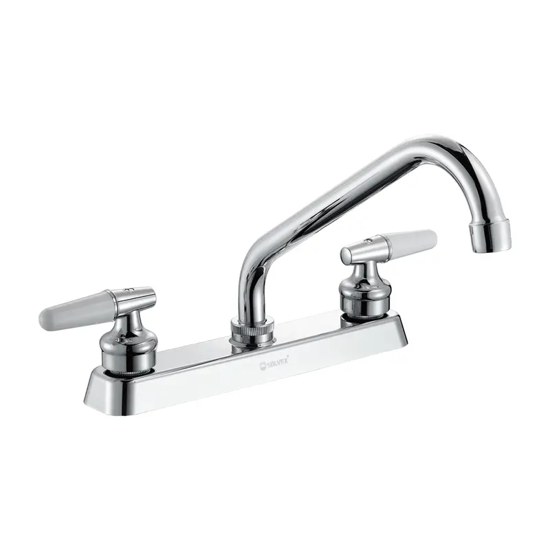 8-Inch Kitchen Faucet With Hot/Cold Mixer Spout, 400 Mm Stainless Steel Hose, And Polished Chrome Finish 2