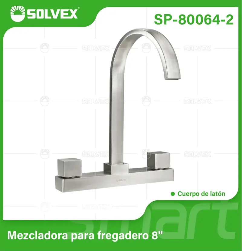 8-Inch Kitchen Prep Faucet – Brushed Brass & Stainless Steel High-Arc Spout 1