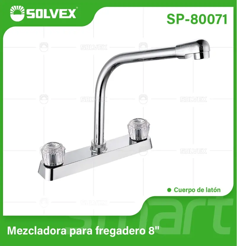 8-Inch Kitchen Prep Sink Faucet – Chrome Brass Body, High-Arc Swivel Spout & Acrylic Handles 1