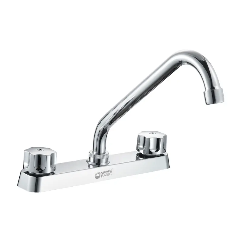 8-Inch Kitchen Prep Sink Faucet – Chrome-Plated Spout With Stainless Steel Hose And Dual Lever Handles 2
