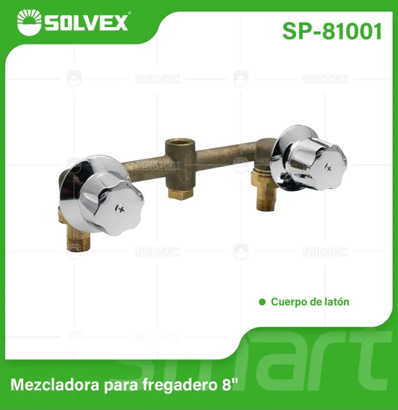 8-Inch Kitchen Prep Sink Mixer Tap In Brass With Polished Chrome Lever Handles 1