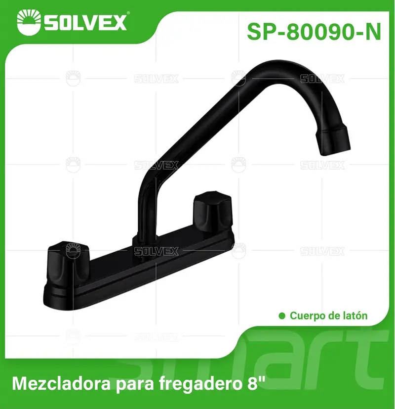8-Inch Kitchen Sink Faucet In Matte Black Brass – Full-Swivel Spout With Metal Lever Handles 1