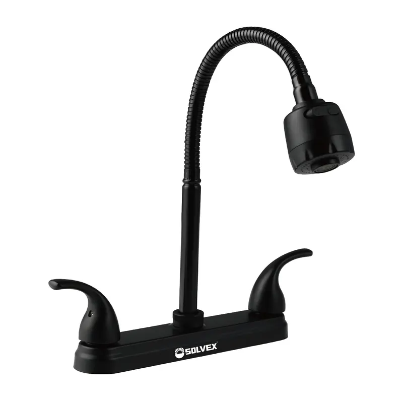 8-Inch Kitchen Sink Faucet In Matte Black Brass With Stainless Steel Pull-Down Sprayer And Dual-Function Control 2