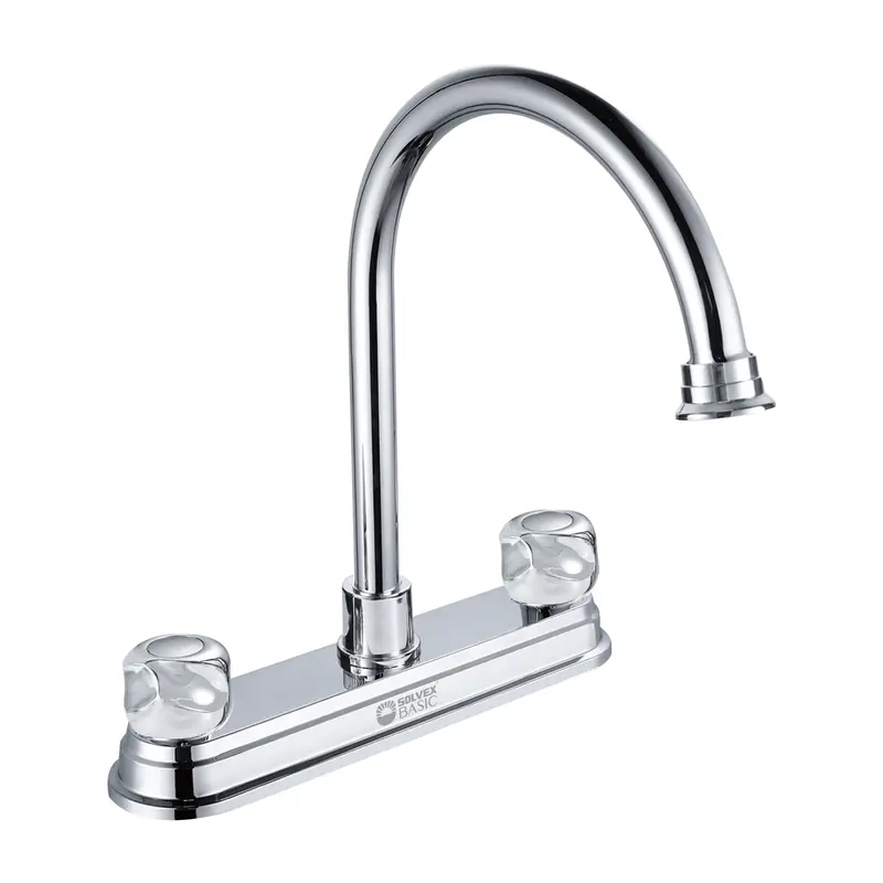 8-Inch Kitchen Sink Mixer Faucet With Full-Swing Chrome Spout And Zinc Body 2
