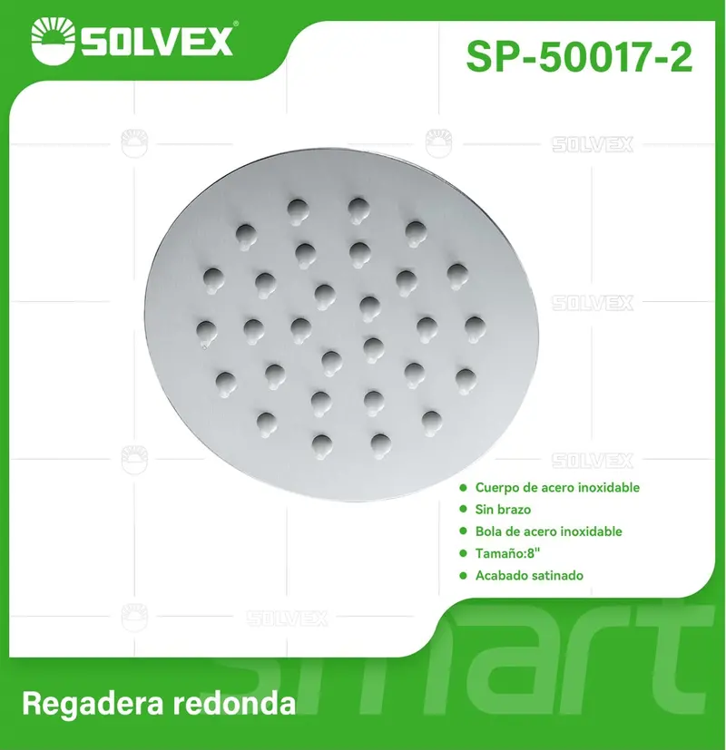 8-Inch Round Satin-Finished Shower Head: Brushed Stainless Steel Rainfall Spray Face 1
