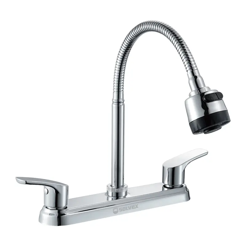 8-Inch Stainless Steel Flexible Kitchen Sink Faucet With Dual-Mode Spray (Stream Or Spray) 2