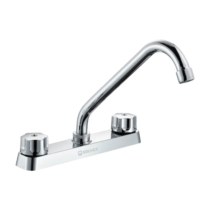 8-Inch Two-Handle Kitchen Prep Faucet – Chrome-Finished, High-Arc Spout For Hot & Cold Water 2