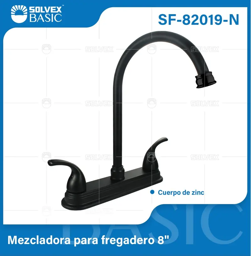 8" Kitchen Sink Faucet With Dual Lever Handles, Matte Black Finish 1