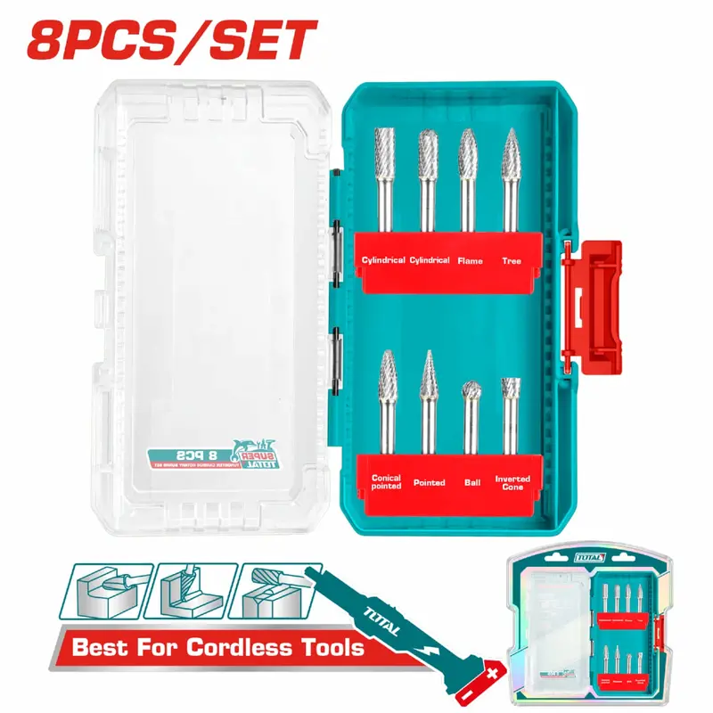 8-Piece Hss Rotary Burrs For Rotary Tools – 6 Mm Shank, Double-Cut Design 1