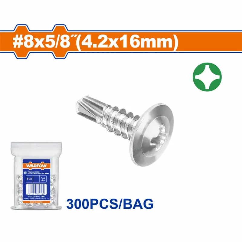 #8 × 5/8" Phillips Truss-Head Drill-Point Screws – Zinc-Plated, 300-Piece Pack 1