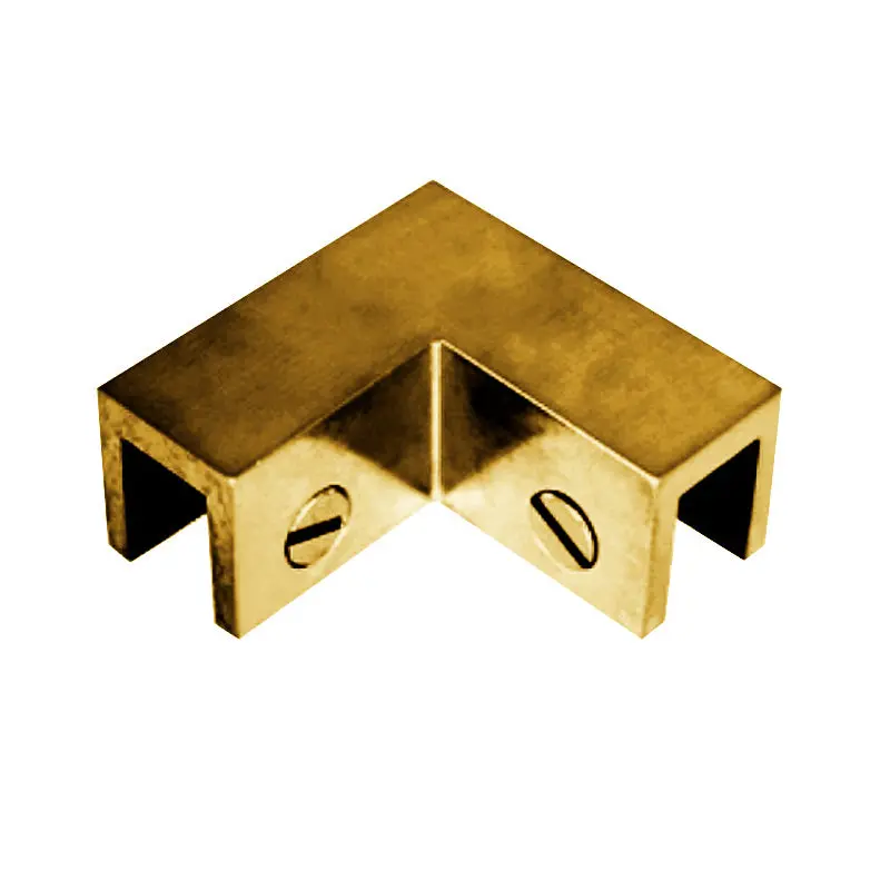 90° Corner Glass Clip – Stainless Steel 304, 10Mm Thickness, Pvd Bronze Finish 1