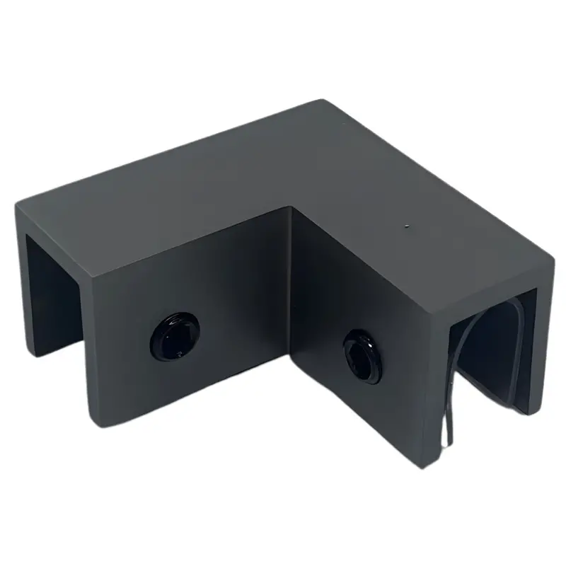 90° Corner Glass Clip – Stainless Steel 304, 10Mm Thickness, Pvd Matte Black Finish 1