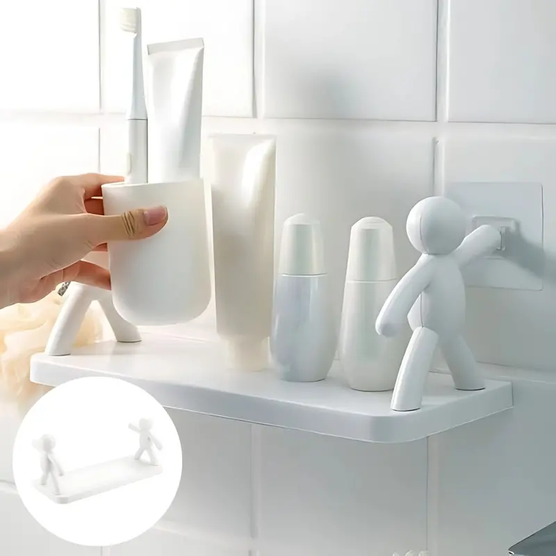 Adhesive Floating Wall Shelf – Decorative White Floating Board (31.5X12Cm), Ideal For Bathroom Or Kitchen 1
