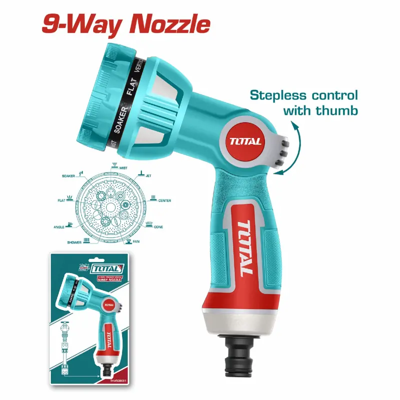 Adjustable 3-Way Plastic Water Hose Nozzle – 3/4" Fitting 1
