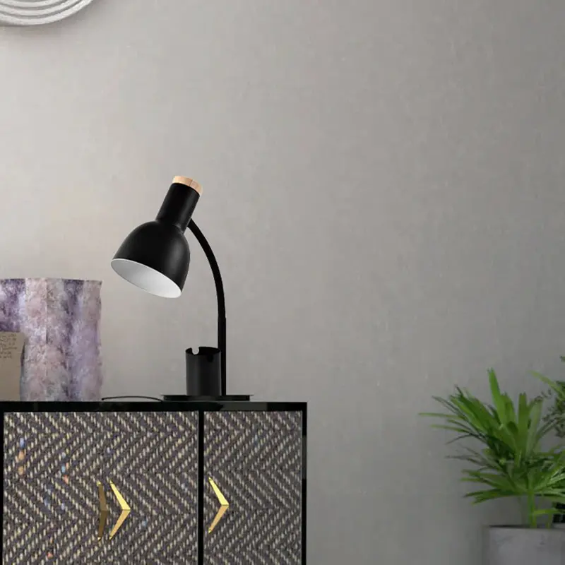 Adjustable Black Desk Lamp With E27 Socket – Minimalist Industrial Reading Light In Metal And Wood 1