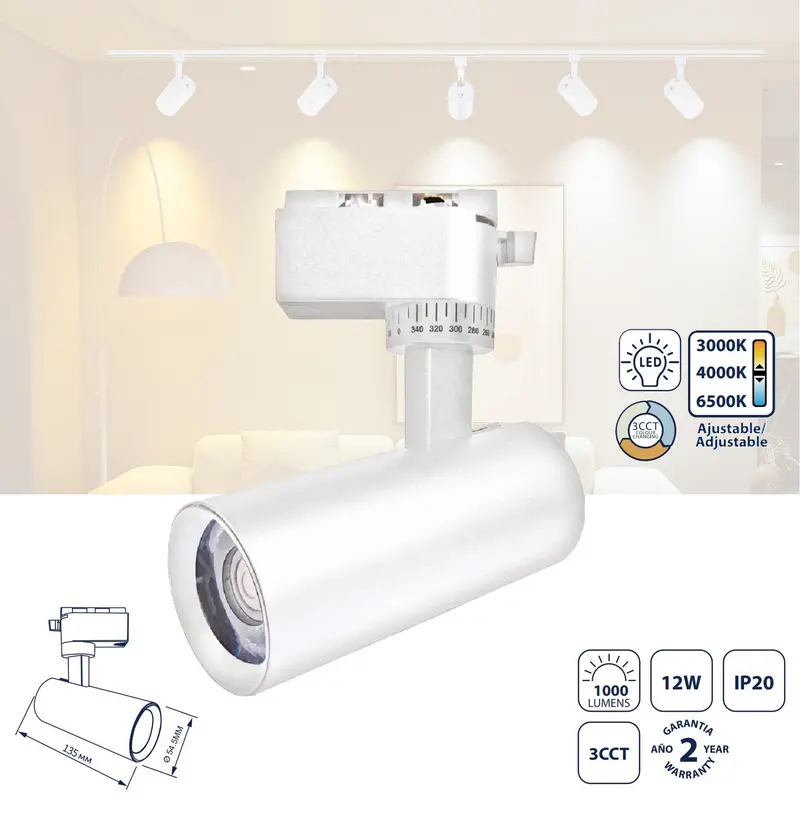 Adjustable Cct Track Light – 12W Led, 100 Lm Per Watt, Pure White, Stylish Rail-Mounted Spotlight 1