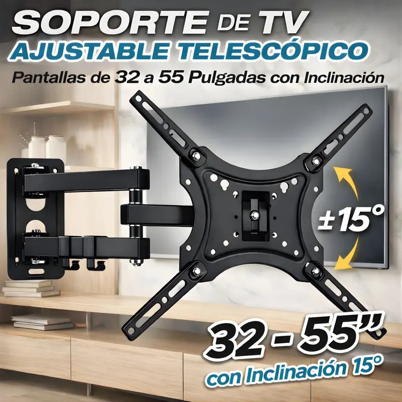 Adjustable Telescopic Wall-Mount Tv Bracket For 32–55" Screens – Vesa 200×200 Mm Compatible 1