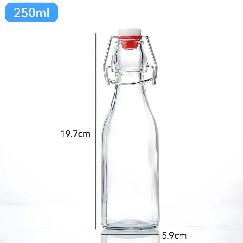Airtight Flip-Top Glass Bottle – Transparent, 250Ml Capacity 1