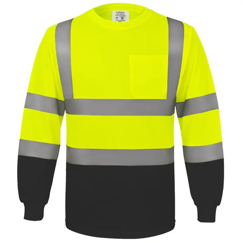 Ansi/Ce Class 3 High-Visibility Long-Sleeve Safety Sweatshirt – 360° Reflective Tape, Yellow & Black 1