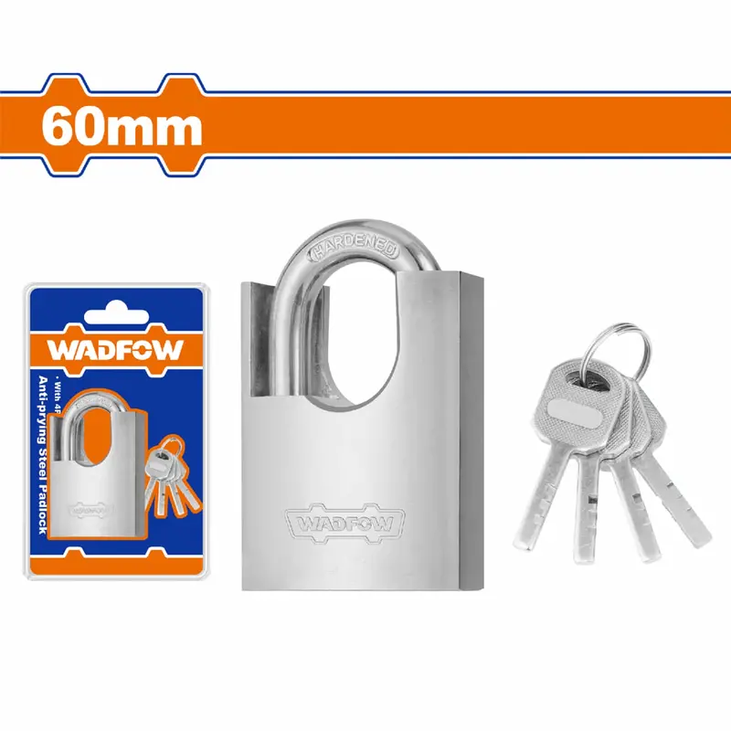 Anti-Pick Steel Padlock – 60 Mm Shackle, Solid Brass Cylinder, Includes Four Keys, Tamper-Resistant Design 1
