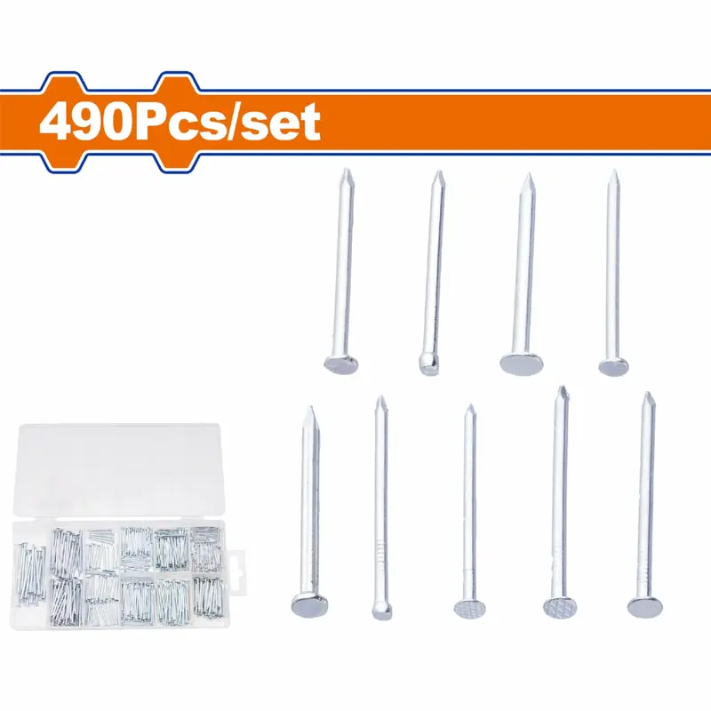 Assorted Common & Concrete Nails – 490-Piece Mixed-Length Pack 1