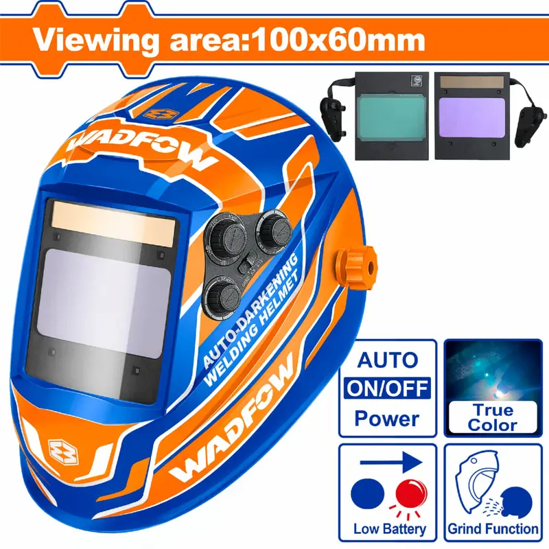 Auto-Darkening Welding Helmet – 100 × 60 Mm Viewing Area, Uv/Ir Protection Din 16 1