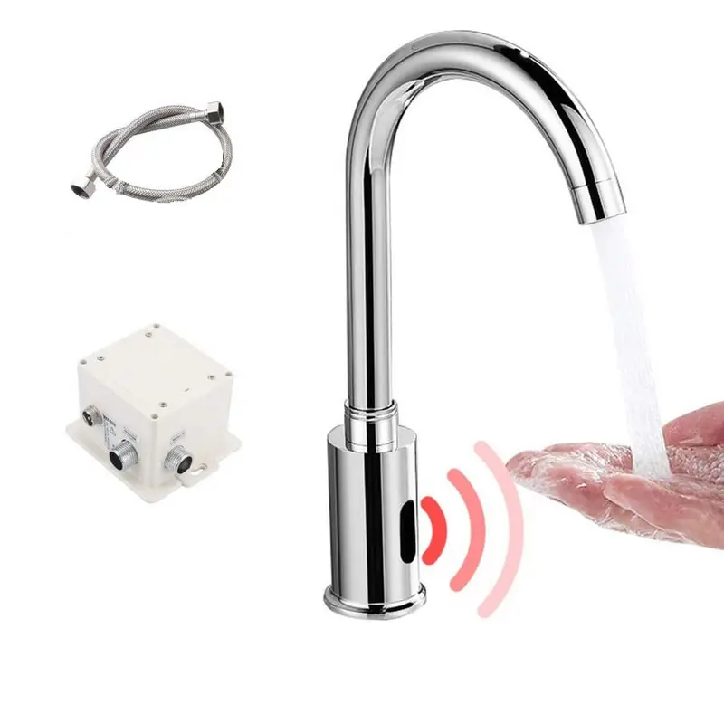 Automatic Faucet With Motion Sensor – Dual Power: 6V Batteries Or 110V Plug, Cold Water Only 1