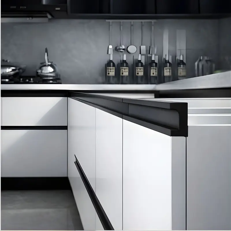 Black Aluminum G-Shape Cabinet Pull Handle For Kitchens And Wardrobes – Concealed Screw Mounting, 2.9M Length 1