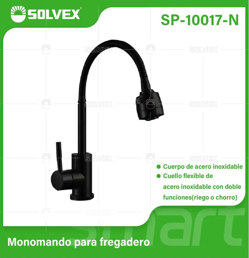 Black Kitchen Prep Sink Faucet – Flexible Stainless Steel Spout With Dual-Mode Spray And Stream 1