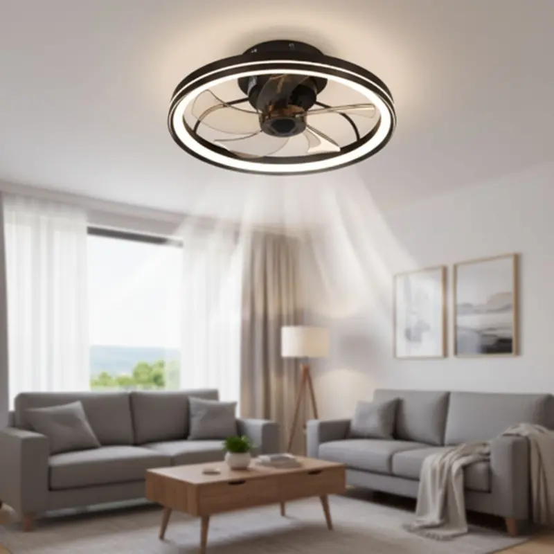 Black Led Ceiling Fan With 3-Color Light Settings – Ultra-Quiet, 110V Operation 1