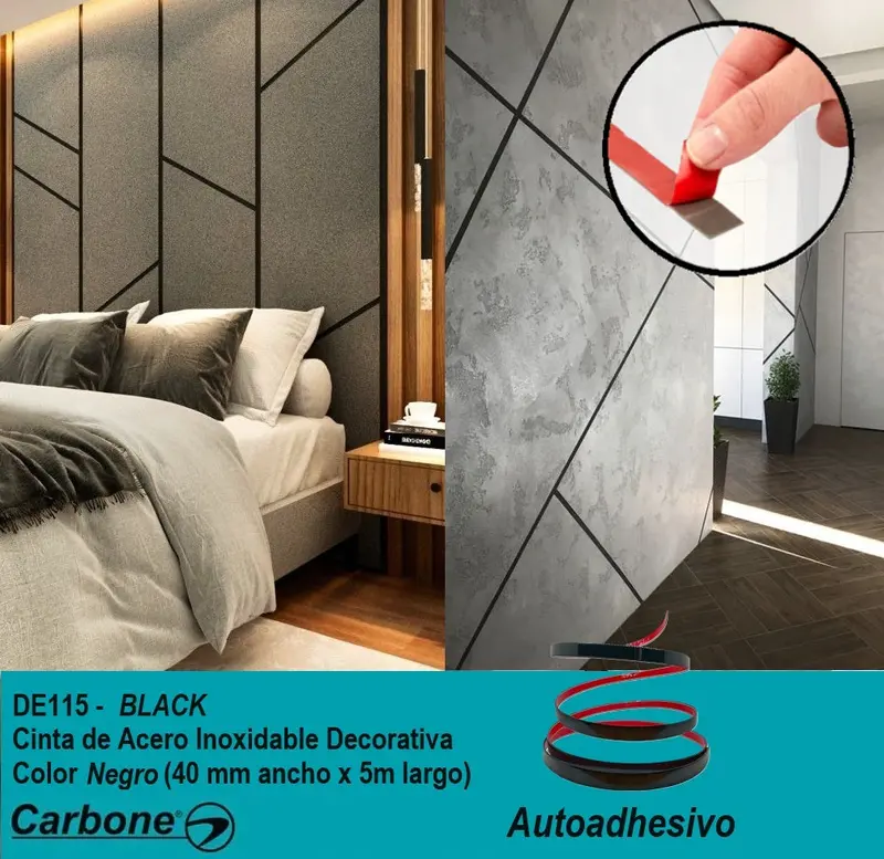 Black Stainless Steel Decorative Adhesive Tape – 4 Cm × 5 M, Marble & Pvc Compatible 1