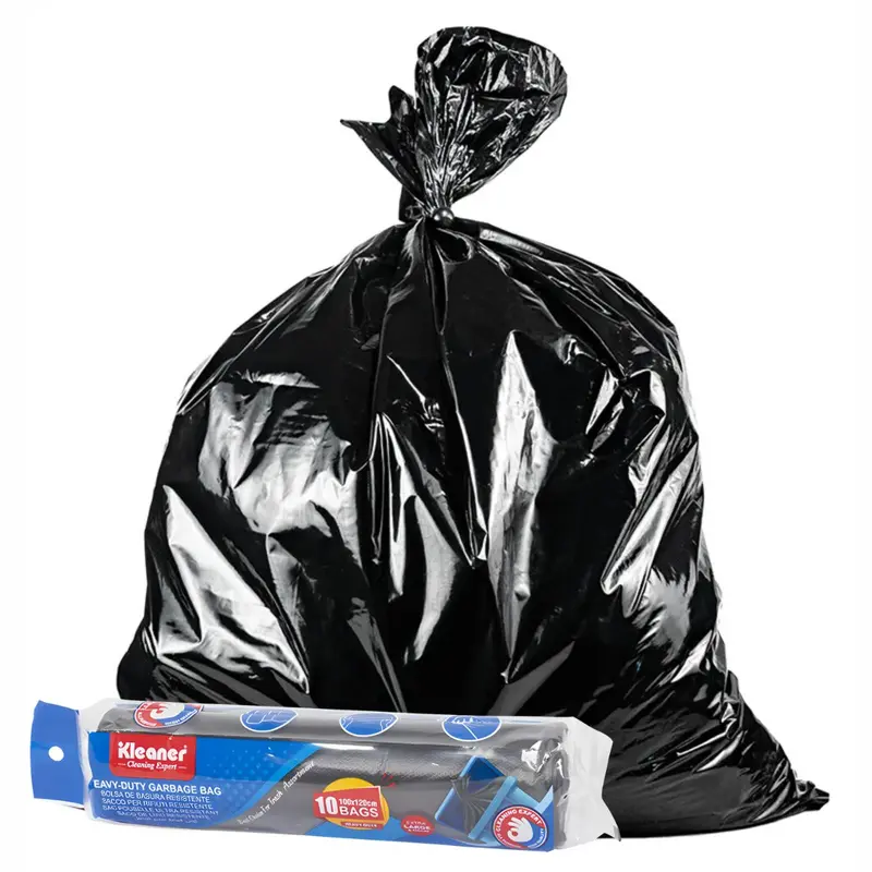 Black Trash Bags – 120L (32 Gallon), 100×120 Cm, 10-Pack Heavy-Duty Liners 1