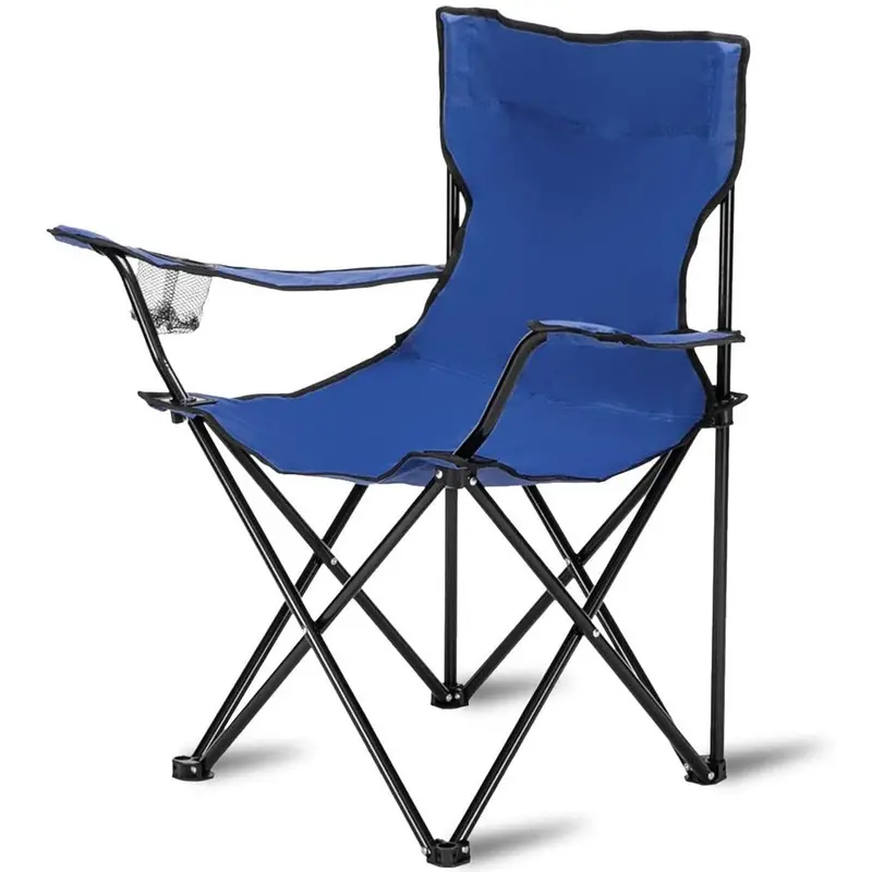 Blue Foldable Chair – 50 × 50 × 80 Cm With Built-In Cup Holder 1