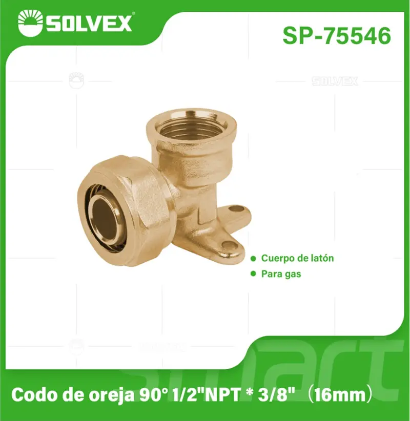 Brass 90-Degree Ear Compression Elbow Fitting: 1/2" Npt X 3/8" (16 Mm) – Rigid Mount For Plumbing Systems 1