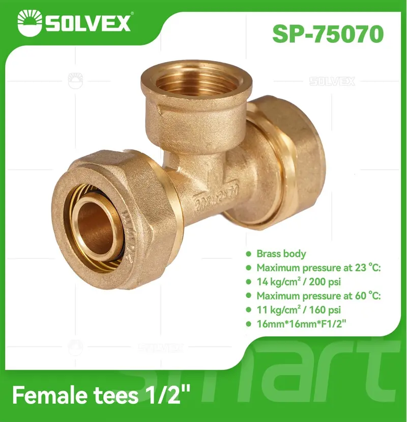 Brass Female Compression Tee: 1/2" (16 Mm) X 16 Mm X 1/2" Npt – Three-Way Branch Connector For Water & Gas 1